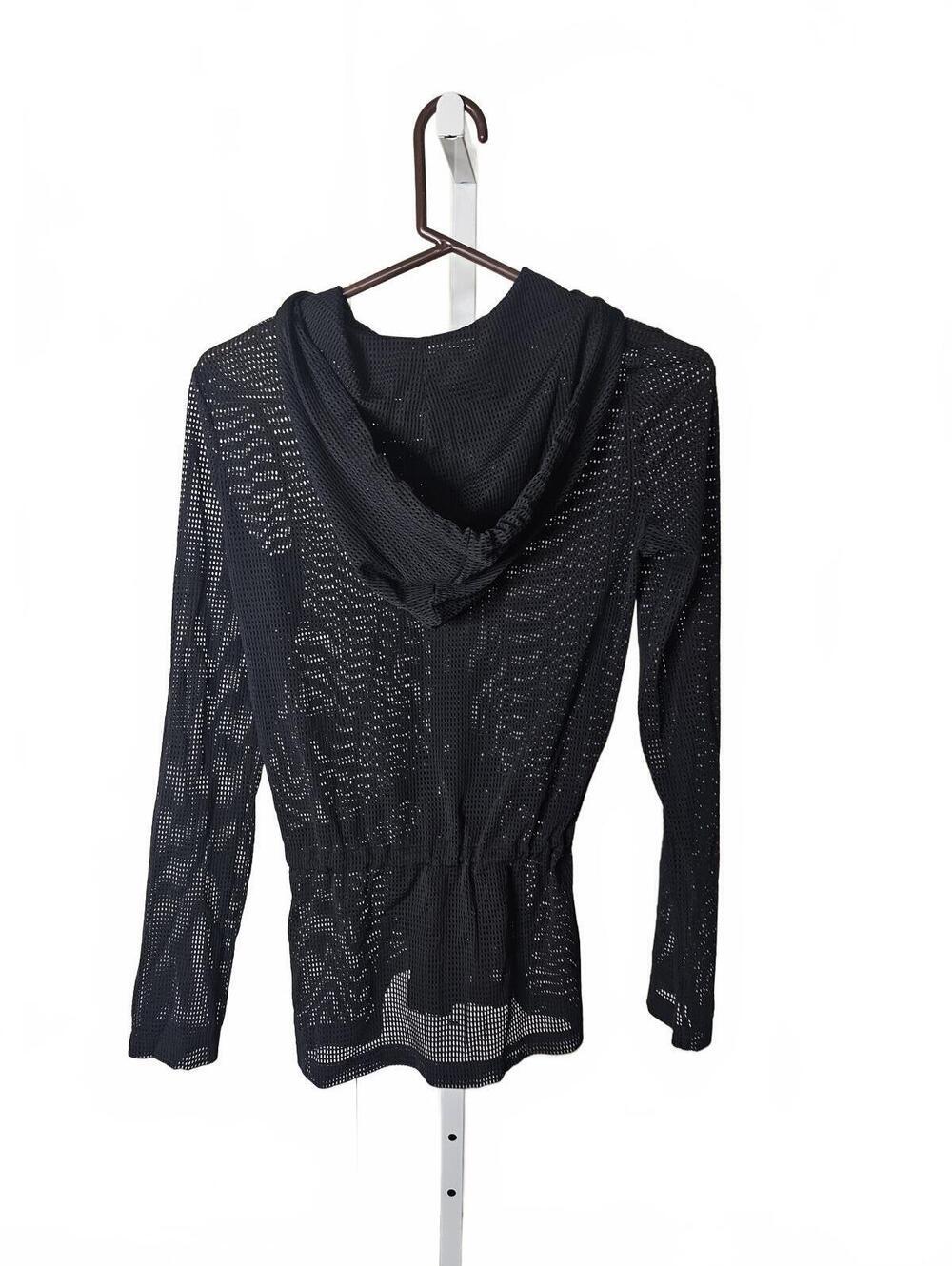 bebe Black Mesh Hoodie Jacket with Drawstring Waist XS - Picture 5 of 5